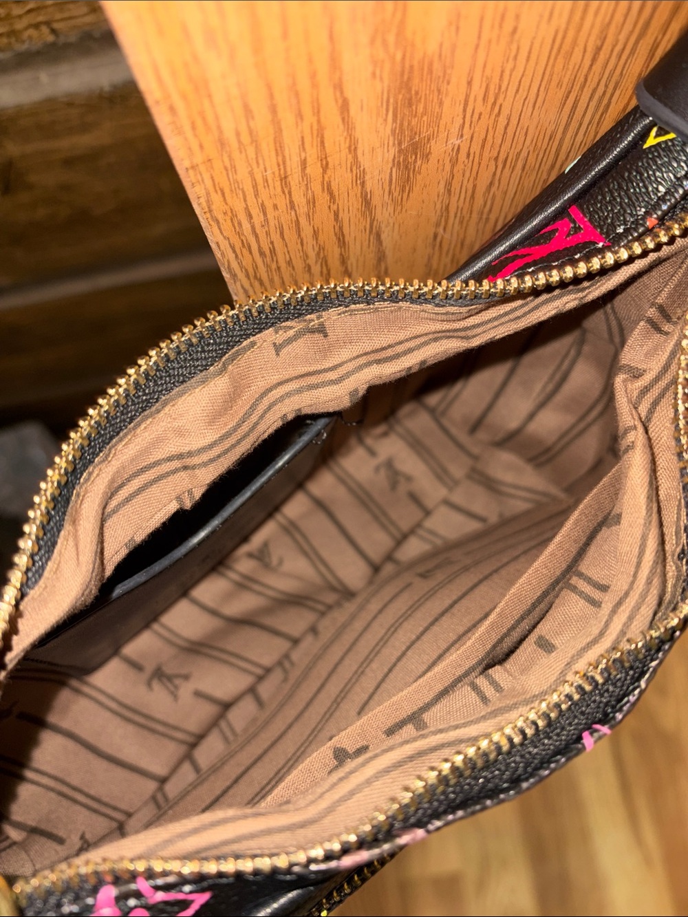 Black Multicolor Monogram Crescent Shoulder Bag - Picture 4 of 10